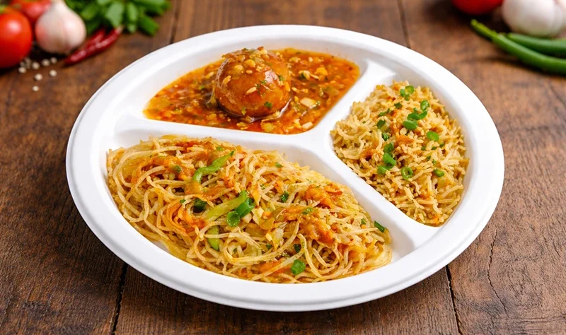 Eco-friendly bagasse compartment plates designed for sustainable, convenient food service and organized meal presentation.